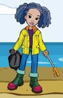 girl cleaning up beach