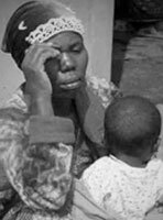 hungry woman and child