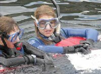 sci girls in snorkeling gear