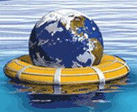 Earth in a life preserver